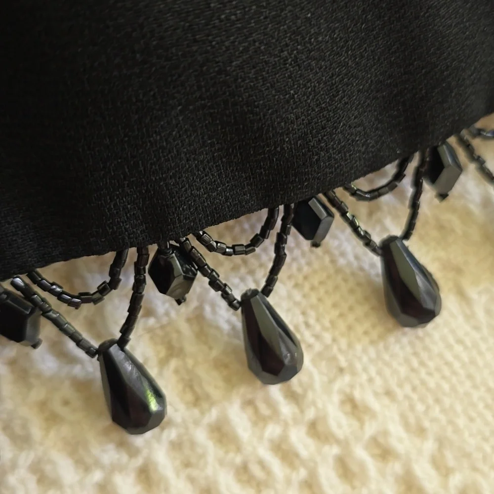 Miss Sun Valley by Morris Watkin - Black Women's Top with Beaded Trim - Picture 8 of 13